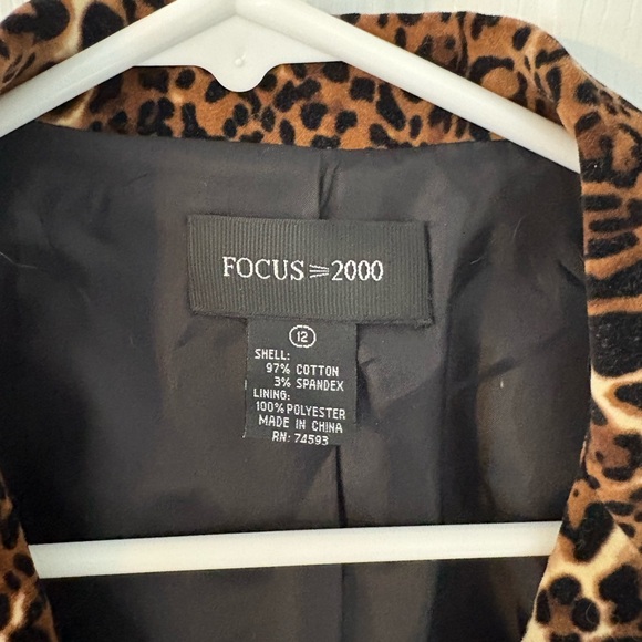 Focus 2000 Leopard Print Blazer Jacket Size 12 Brown Black - Picture 4 of 10